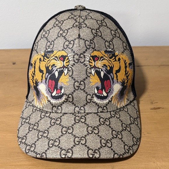Gucci Accessories - Gucci Beige and Black Tiger Cap